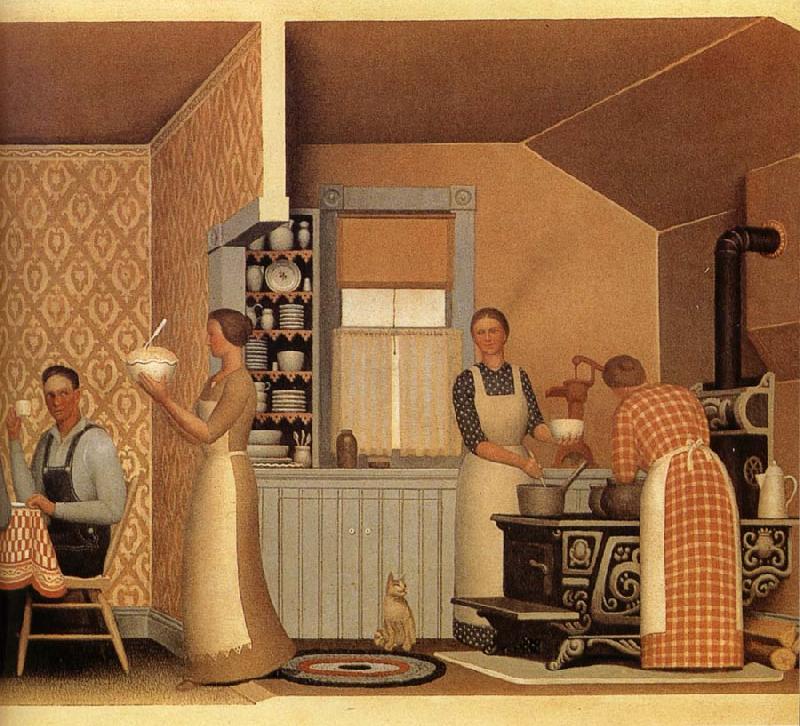 Grant Wood The Thresher-s supper oil painting picture